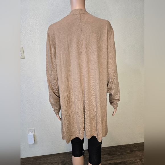 J. Jill Cardigan Sweater Size Large Open Front Tan - Picture 9 of 13